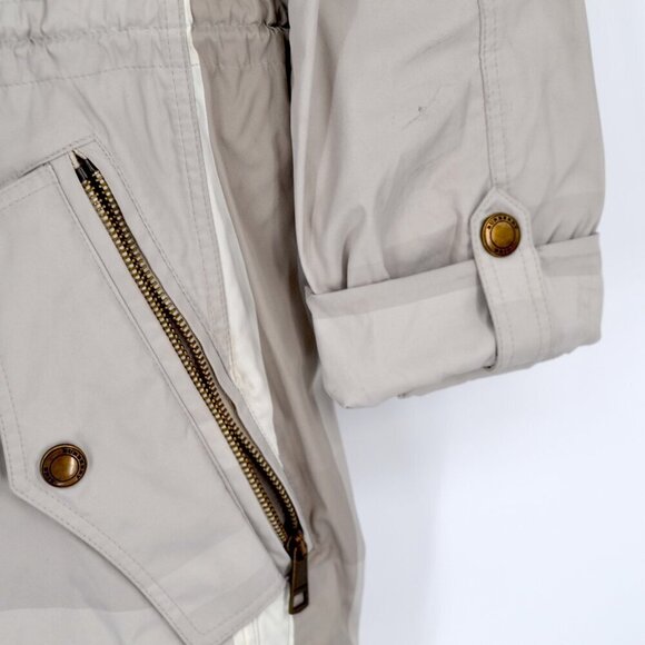 BURBERRY BRIT Checked Twill Jacket Hooded Drawstring Neutral Beige Women's 10 - Picture 5 of 13